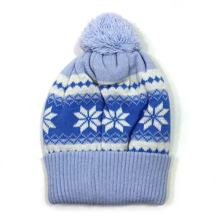 CHILDS KNITTED BEANIE HAT W/ POM POM 6ASST COLOURS