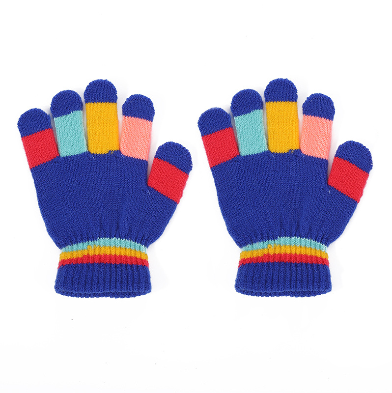 GIRLS MULTI-COLOUR STRIPE MAGIC GLOVES WITH HANGER